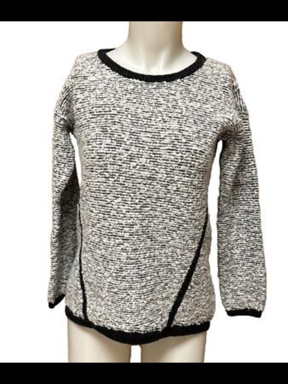 Lou & Grey Black and White Marled Crewneck Sweater